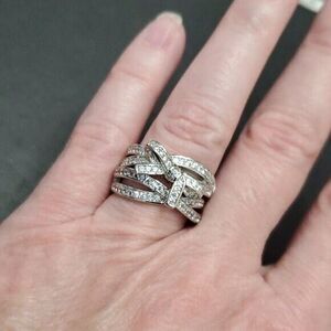 Silver plated bow ring set size 6